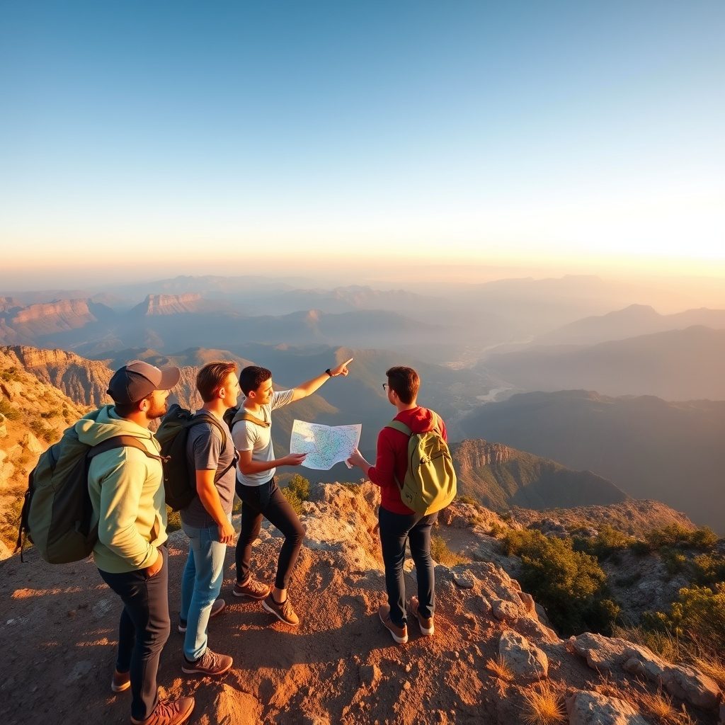 Hikers enjoying a beautiful view