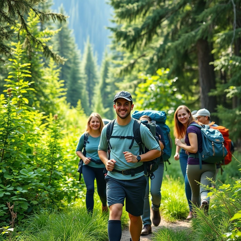 Group of hikers enjoying a scenic trail