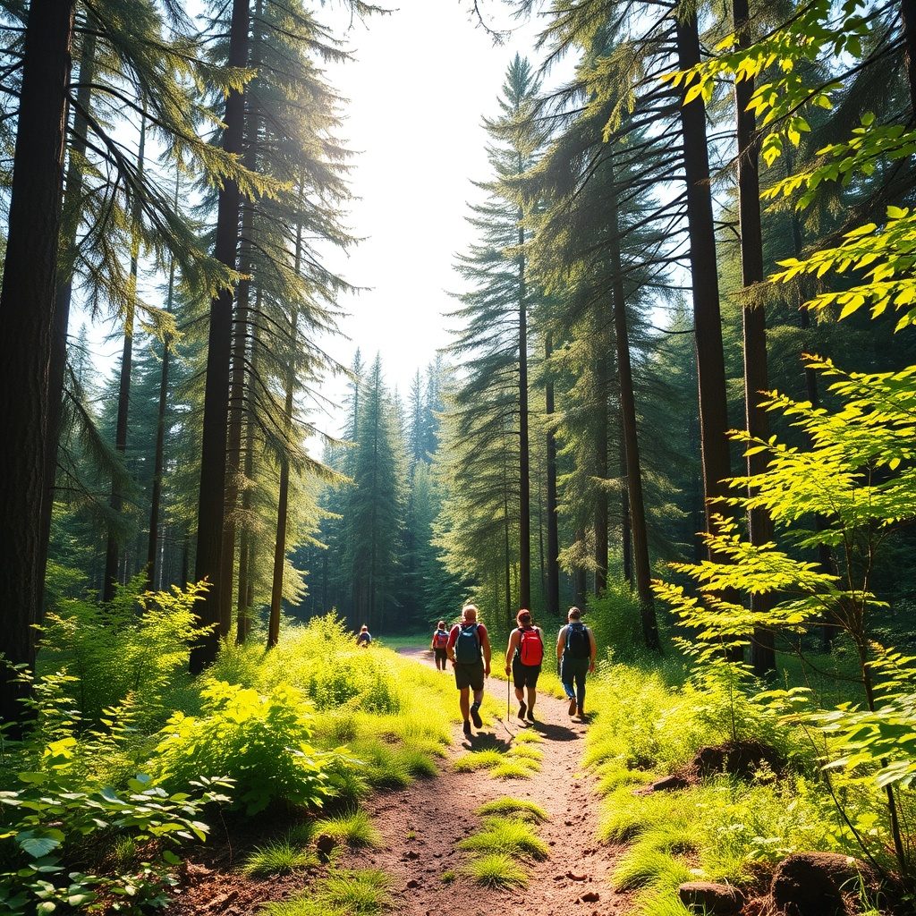 A scenic hiking trail in the mountains.