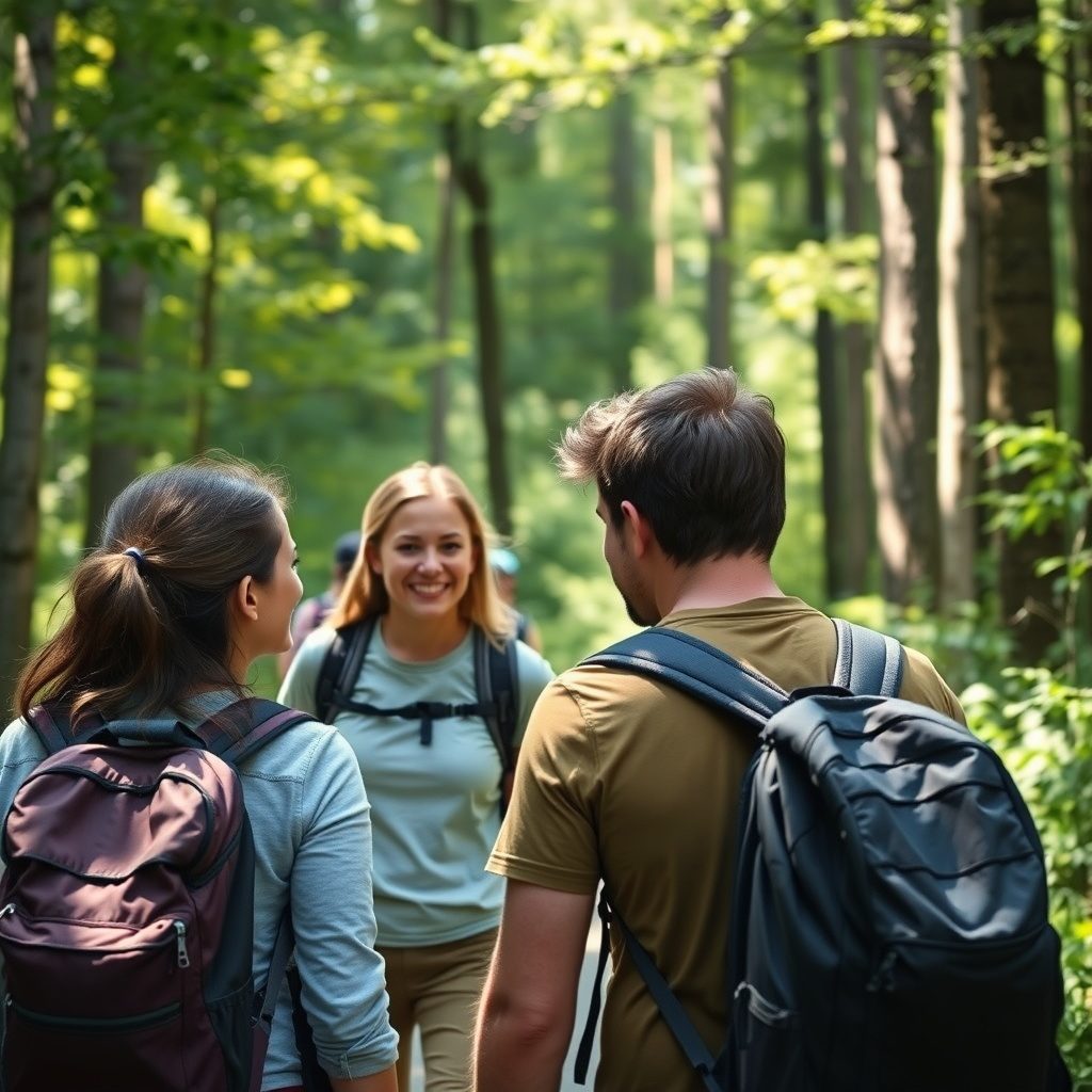 Group hiking through scenic trails