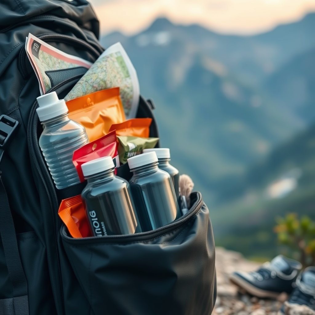 Hiking gear and supplies.